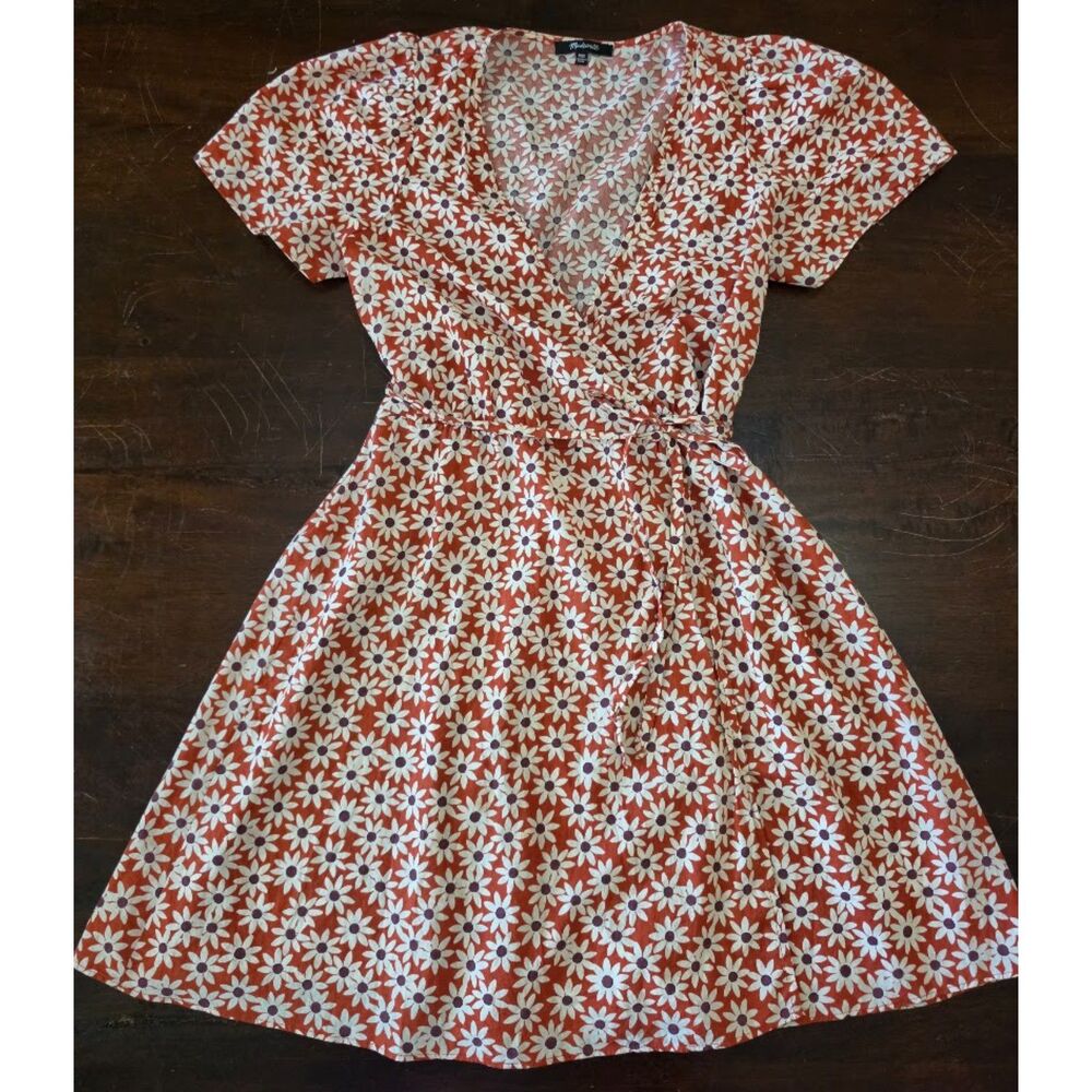 Madewell Clara Midi Dress XXS burnt orange Cotton